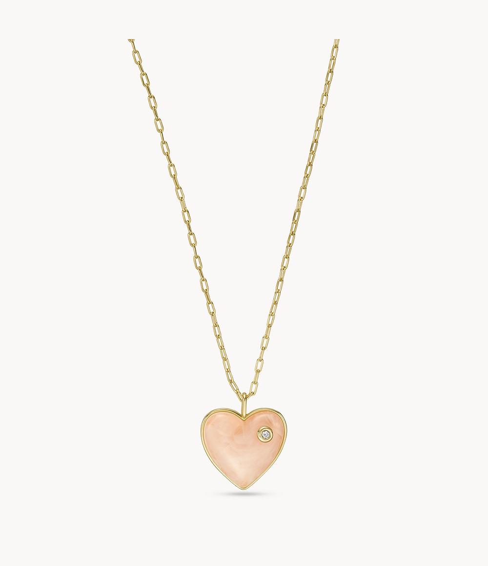 Fossil Collar con Colgante de corazón de resina en tono rosa JOA00703710 – Open Box